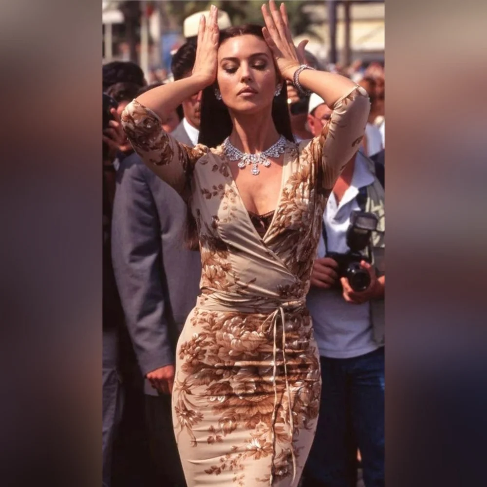 Vintage Spring 1997 Dolce & Gabbana Beige & Cream Floral Silk Maxi Dress - Picture 14 of 16